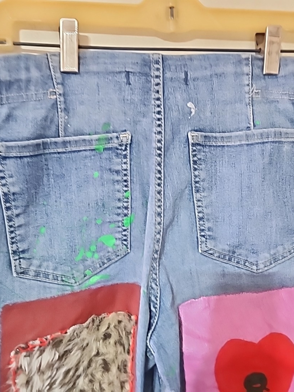 FREE PEOPLE Wearable Art Jeans | Size 29 | Pull-On Stretch Denim | One of a Kind - Picture 5 of 9